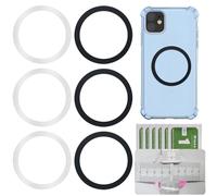 iwontalersy 6 Pièces Anneaux Magnétiques pour Anneau,Anneaux en Métal Autocollant,Compatibles avec Le Chargeur de Voiture sur la Plupart des(Noir + Blanc)