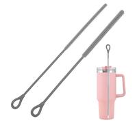 iwontalersy Lot de 2 Goupillon Paille Silicone,25 CM Brosses de Nettoyage de Paille,Convient aux Tubes à Essai,Théières,Bouilloires,Goupillons(9+15 mm)-Gris