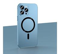 IWOR Magnetic Charging Aluminium Metal Bumper Matte Case Cover for iPhone (for iPhone12,B-Light Blue)