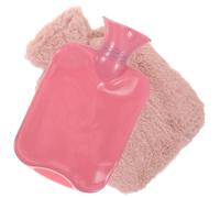 IWOWHERO 1 Ensemble à eau chaude en peluche bureautique accessoires coussin chauffant chaufferette de main heat pack bouteilles d'eau chaude à eau chaude réutilisable Plastique rose