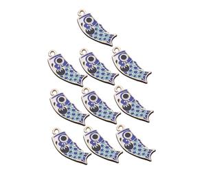 IWOWHERO 10 pièces Charm Boucle Oreille Pendentif Carpe Alliage DIY Bijoux Accessoires Bleu Cadeau Pêcheur