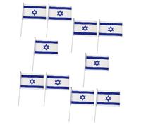 IWOWHERO 10 pièces Drapeaux à Main Israël Polyester Pliables Décorations de Fête Drapeaux Nationaux pour Intérieur et Extérieur