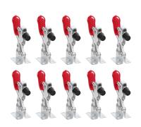 IWOWHERO 10 pièces Pinces à Bascule Horizontales à Serrage Rapide Pinces Métalliques Robustes à Pression Bas avec Poignée Vinyle Rouge de Outils de Serrage pour Travail de Fixation DIY