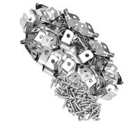 IWOWHERO 100 Ensembles Clips Acier Inoxydable pour Clôture Fil Soudé Lot de Clips avec Vis Fixation Robuste pour Cages et Panneaux Élevage Installation Rapide sur Poteaux Bois ou Métal