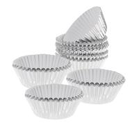 IWOWHERO 100 Pièces Caissettes Pâtisserie Aluminium Épaisses Moules Mini Cakes Argentés pour Cupcakes et Muffins Liners Jetables pour et Occasions Spéciales