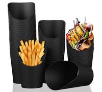 IWOWHERO 100 pièces Gobelets Carton Noirs à Ouverture Biaisée pour Frites et Snacks Boîtes Apéritives Jetables Polyvalentes pour Restaurant et Événements