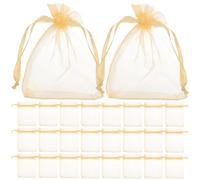 IWOWHERO 100 pièces Lot de Organza à Cordon Dorés Pochettes Cadeau Petit Format pour Bijoux Faveurs de Mariage Fêtes et Organisation