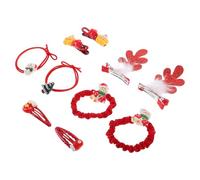 IWOWHERO 10pièces Élastiques Cheveux Noël Motifs Rennes Étoiles Sapins Accessoires Coiffure Fêtes Antidérapants de Renne Originaux
