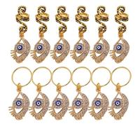 IWOWHERO 12 pièces Anneaux Spirale pour Dreadlocks avec Pendentifs Œil Protecteur Accessoires de Cheveux Tressés Légers et Confortables pour Fêtes et Coiffures Festives