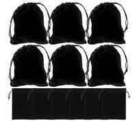 IWOWHERO 12 pièces Lot de Cadeaux Flanelle Noir avec Cordon de Serrage Pochettes Cadeaux pour Bijoux Bonbons et Petits Objets Organiseur Chic pour Anniversaire et Mariage