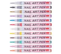 IWOWHERO 12 Pièces Stylo pour Nail Art, Stylo Graffiti pour Ongles, Pigment Acrylique, Léger et Portable, pour Dessiner Points et Motifs Fins, Diy, Artistes et Passionnés de Nail Art