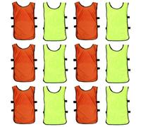 IWOWHERO 12pcs Chasubles de Football avec Coupe Ample en Polyester, Respirantes et Portables pour Entraînements en Extérieur
