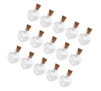IWOWHERO 15 Pièces Mini Bouteille en Verre de Cœur avec Bouchon en Liège, Design Esthétique et Convivial pour Décoration de Mariage et Présentations D'objets