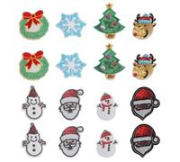 IWOWHERO 16 Pièces Écussons Brodés Thermocollants de Noël en Polyester pour Décoration Diy, Patchs à Coudre sur Vêtements, pour Fête de Noël et Accessoires
