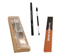 IWOWHERO 1ensemble Outils De Soins Pour Barbe Avec Stylo à Remplir Gabarit De Rasage Et Brosse à Barbe Accessoires De Toilettage Pour Hommes