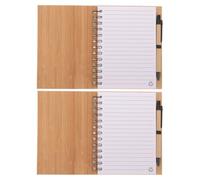 IWOWHERO 2 Ensembles Bloc-notes à Spirale en Bambou, Lot de Sets, Signet | Style Simple et Élégant, Planification et Organisation Long Terme, Papier, pour Enseignants et Étudiants