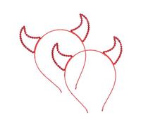 IWOWHERO 2 Pièces Bandeau Cornes Démon Rouge pour Halloween Accessoire pour Costume et Fête à Thème Set