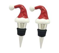IWOWHERO 2 Pièces Bouchons Bouteille Vin Décoratifs Saint Noël Chapeau Métal Étanche pour Vin et Cocktail