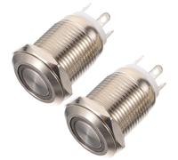 IWOWHERO 2 pièces Bouton de Sonnette Éclairé Bouton Poussoir Rond Acier Inoxydable avec LED Blanche Facile à Installer Interrupteur Carillon Filaire pour Porte Entrée Design Lumineux pour