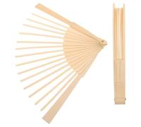 IWOWHERO 2 Pièces Cadre de Ventilateur Pliable en Bois Brut 16 Branches Léger et Portable avec Structure à Tenon et Mortaise pour Éventail à Main Soi-même, pour Calligraphie
