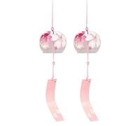 IWOWHERO 2 pièces Carillons à Vent Verre Japonais Cloches Décoratives Fleurs de Cerisier Décoration Extérieure Jardin Zen Élégant Apaisant