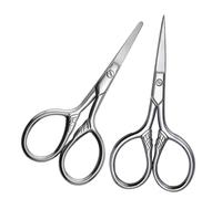 IWOWHERO 2 pièces Ciseaux Sourcils Acier Inoxydable Coupe Précise pour Hommes Petits Ciseaux de Toilettage Ergonomiques pour Barbe Moustache et Poils Visage Outils Compacts pour Soin