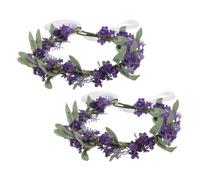 IWOWHERO 2 pièces Couronne de Fleurs Lavande Violette Serre-tête Floral Léger et Confortable Accessoire Cheveux Mariée pour Mariage Photo Shooting et Festivals
