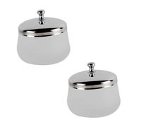 IWOWHERO 2 pièces Gobelets Verre Cristal pour Dissolvant Ongles avec Couvercle Inox Coupe Vernis Semi-permanent Portable pour Nail Art