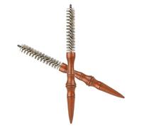 IWOWHERO 2 Pièces Lot de Mini Brosses Rondes Spirales avec Manche Bois pour Coiffage Salon Peigne Boucleur Compact pour Barbe Brushing et Mise Forme des Cheveux Courts et Bouclés