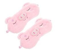 IWOWHERO 2 pièces Masque de Sommeil Garçon Fille Peluche Cache-yeux Mignon Forme de Cochon Rose Confortable et Bloque la Lumière pour Voyage Sieste et Détente