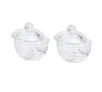 IWOWHERO 2 pièces Mini Crystal Nail Glass Cup Set With Lid Tall Shape Transparent Storage Container For Acrylic Liquid And Powder Mixing And Dustproof