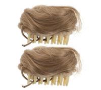 IWOWHERO 2 pièces Mini Pince à Chignon Postiche Cheveux Synthétiques Naturels Extension Chignon Décoiffé Facile à Poser Accessoire Cheveux Relevés pour Femmes Filles