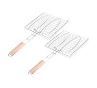 IWOWHERO 2 pièces Panier de Grillade avec Filet Clip Style pour Barbecue Viande et Légumes Support Robuste Portable à Surface Lisse Facile à Nettoyer