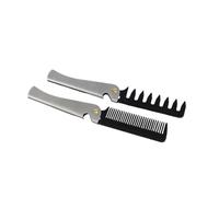 IWOWHERO 2 Pièces Peigne Pliant Inox à Dents Larges Peigne de Poche Compact pour Coiffage Doux et Voyage Outil Portable pour Soins Capillaires et Coiffure Facile