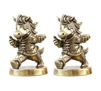 IWOWHERO 2 Pièces Petite Statue de Cheval en Laiton, Décor Rétro Amulette | Style Vintage Classique, Format Mini pour Bureau et Étagère, Idée Présent Nouvel An Chinois