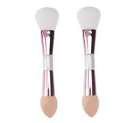 IWOWHERO 2 pièces Pinceaux de Maquillage Double Embout Multifonctions pour Blush Contouring et Fusion Brosse Visage Portable et Légère pour Débutantes et Professionnelles