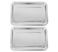 IWOWHERO 2 pièces Plateau Inox pour Tatouage Moyen Bords Sécurisés Antidérapants Rangement Outils Tattoo Professionnel Surface Plane Facile à Nettoyer Usage Quotidien et Organisation