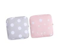 IWOWHERO 2 pièces Pochette de Rangement Sanitaire Zippée Sac Portable pour Serviettes Hygiéniques et Lingettes Capacité Spacieuse pour Voyage et Extérieur Motifs Gris à Pois et Rose