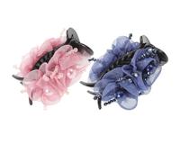 IWOWHERO 2 Pièces Summer Claw Clips For Women High Ponytail Holder With Plastic Pearl Beads Lightweight Strong Grip Hair Accessories For Luau Beach And Wedding Parties