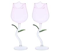 IWOWHERO 2 pièces Verres à Vin Forme de Rose Lot de Gobelets Verre pour Mariage Fête et Dîner Romantique Design Élégant à Pied Haut pour Préservation Température