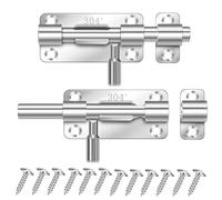 IWOWHERO 2 pièces Verrou à Coulisse Acier Inoxydable Loquet Robuste pour Porte de Salle de Bain et Barrière Système de Verrouillage Sécurisé avec Pêne Coulissant pour Hangar et Cabanon