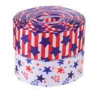 IWOWHERO 2 Rouleaux Ruban Décoratif Solide en Tissu pour Emballage Présent Motifs Patriotiques Américains, Réutilisable, pour Décorations Créatives et Fête du 4 Juillet