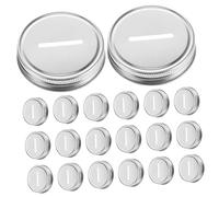 IWOWHERO 20 pièces Lot de Couvercles de Bocaux avec Joint Étanche Couvercles Robustes et Pratiques pour Tirelire et Usage Domestique Argentés