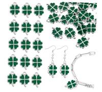 IWOWHERO 25 Pièces Bijoux Trèfle à Quatre Feuilles Charme De Fabrication De Bijoux Charme De Bracelets Vintage Mini Perles De Rocaille Pendentif Perles Assorties Charbonnier Plastique Green