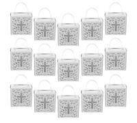 IWOWHERO 25 Pièces Boîtes à Dragées Blanches avec Croix Ajourée Lot de 25 Sachets Présents pour Première Communion, Boîtes à Friandises Religieuses pour Baptême, Fêtes Chrétiennes et