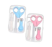 IWOWHERO 2Ensembles Kit de Ongles pour Garçon Fille Ensemble de Coupe Ongles Sécurisés avec Ciseaux Pince Nasale Design Arrondi Antidérapant de Toilettage pour Garçon Fille