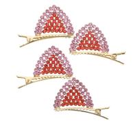 IWOWHERO 2paires Barrettes Cute Cat Ears Avec Rhinestones Accessoires De Cheveux Pour De Clips Alligator Élégants Pour Événements Et