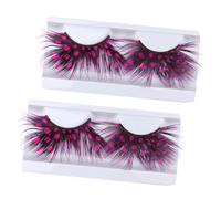 IWOWHERO 2paires Faux Cils Colorés Paquet Cils Extravagants Rose Réutilisables Et Durables Pour Regard Chic Et Élégant