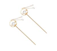 IWOWHERO 2pcs Épingles à Cheveux Chinoises Strass et Pampilles, Alliage de Zinc Résistant et Abs, Accessoires de Coiffure Vintage pour Rendez-cosplay