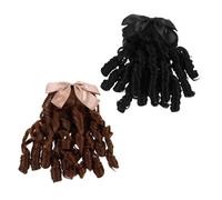 IWOWHERO 2Pcs Rétro Perruque Queue De Cheval Faux Cheveux Queue De Cheval Bou De Pour Femmes Extensions De Cheveux Vintage Perruque Bou Pour Femmes Synthétique